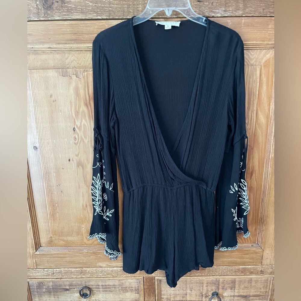 Lovestitch Black Romper with Embroidered Detail